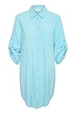 Abgerundeter Saum KAFFE Damen Shirt, Knöpfe, 3/4 Ärmel, Loose Passform, Knielänge Kleid, Atomizer, 44