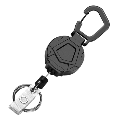 AORVYUI Porte-clés rétractable 1 pièce, porte-badge à mousqueton robuste, enrouleur de badge d'identification tactique avec câble en acier rétractable de 60 cm
