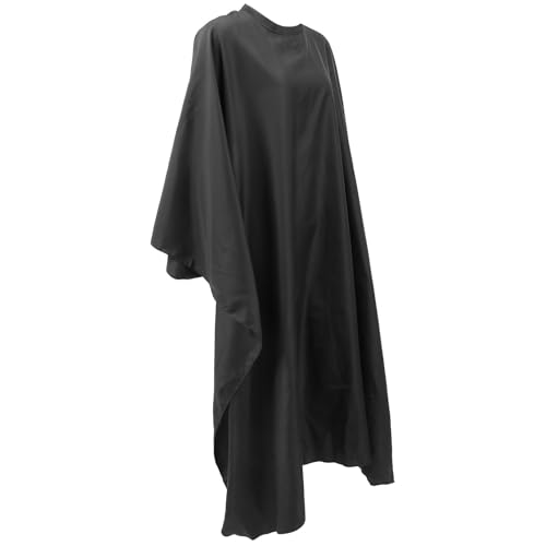 Capa impermeable para barbería, color negro, cierre con broche, transpirable, de satén para cortes de cabello, profesional para barberías y peluquerías