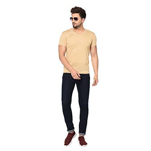 Image of Men's Cotton Blend Half Sleeve V Neck Tshirt