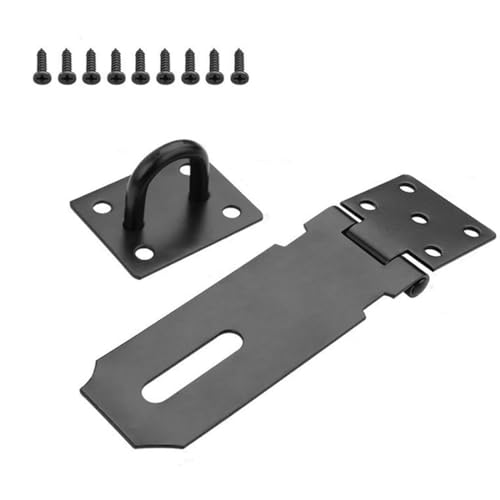 KGDUYC 1pcs candado puerta habitacion - Cerrojo Candado Negro Mate Cerrojos y Pestillos para Puertas Cierre Candado Acero Inoxidable 304 Portacandados Bisagra para Poner Candado para Puerta