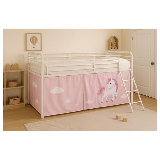 HLS Pink Bunk Bed Tent 19 HLS Unicorn Bed Tent for Mid Sleeper – Pink Kids Curtain Set – Girls Bedroom Den for Bunk & Cabin Beds