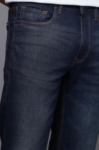Image of Louis Philippe Men's Slim Fit Stretch Fabric for Comfort Premium Wash Aesthetic Authentic Twill and Durable Jeans