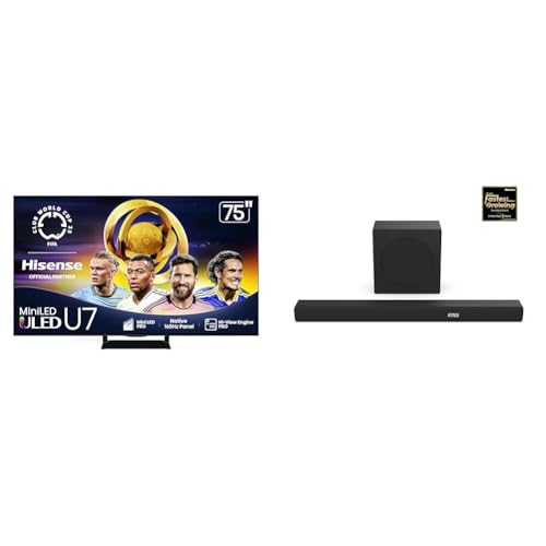 Image of Hisense 75U75QG Mini-LED 4K UHD Smart Google TV AX3100Q 3.1Ch Sound Bar with Wireless Subwoofer