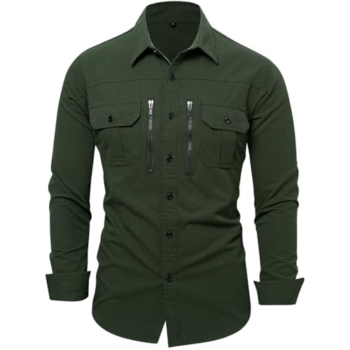 Chemise de travail manches longues homme coton poche zippée quotidien