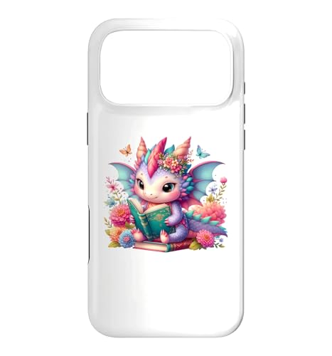 Cute Pink Baby Dragon Floral Book Lover Bookish Fantasy Era �X�}�z�P�[�X iPhone 17 Pro Max �p