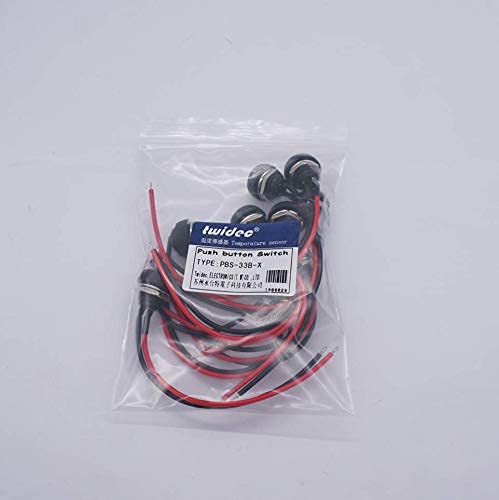Miniatura 7 de Twidec 10 unids interruptor de botón momentáneo de 0.472 in agujero de montaje de 12 "encendido apagado mini redondo impermeable 5 colores con