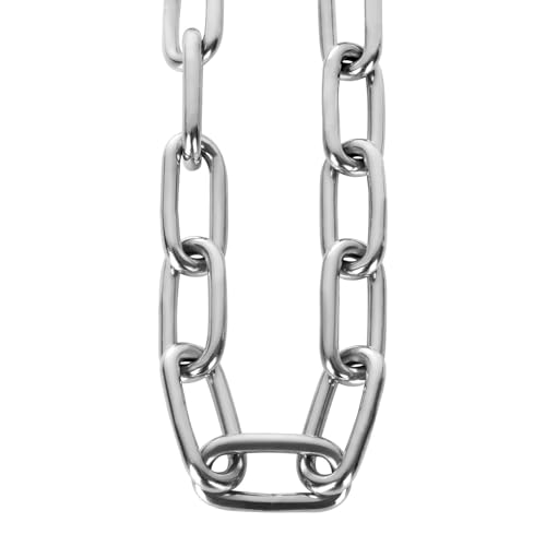 CYEER Edelstahl Kette 6MM, Edelstahlkette Meterware 2M, Stahlkette Starke, Kette Edelstahl, Rundstahlkette Metallkette Gliederkette Hängesessel Kette Boxsack Kette Verlängerungskette für Hängesessel