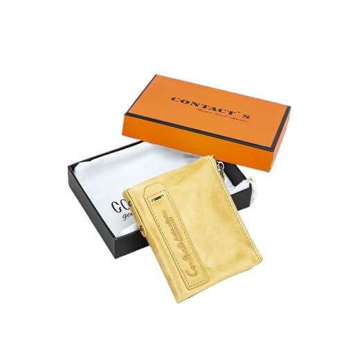 Portefeuille en cuir pour femmes comprenant un porte-cartes et une fente pour photo jaune