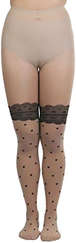 Image of ToBeInStyle Women's Valentine Day Themed Opaque Sheer Pantyhose w /Heart Love