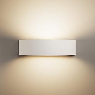 LightHub Modern Rectangle Up Down Gypsum Plaster Indoor Paintable Wall Washer Uplight E14 (SES) Sconce Light Fitting (LED Ready) White (No LED Bulb)
