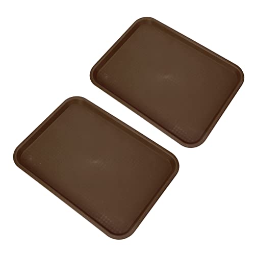 Plateaux de service antidérapants lot de 2 en plastique robuste empilables couleur café - 6