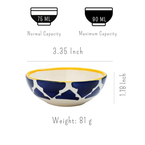Image of Ceramic Bowl Set | 2-Piece Lightweight Crockery for Daily Use | Navy Blue Ramen & Snack Bowls (75ml Each) | Elegant Microwave & Dishwasher Safe | Perfect Christmas & New Year Gift