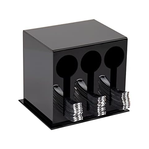 Mind Reader Foundation Collection Utensilienspender mit 3 Fächern Utensilienständer, Besteckspender, Kunststoffsortierer für Restaurant, Abendessen, Picknicks, Acryl Gummi Cover