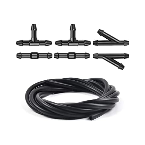 Windshield Washer Hose Kit, 3 Meter Washer Fluid Hose with 6 Pcs Hose Connectors, Windshield Washer Nozzles Kit Suitable for Most Car Windshield Fluid Tubing Cover