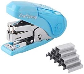 Craftinova Labor-Saving Mini Stapler Maximum, 20 Sheets Capacity, with 1000 Staples,Built-in Staple Remover and Staples Storage-Blue