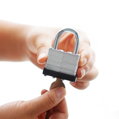 Image of 4 Pack Pad Locks with Same Key, Heavy Duty Keyed Alike Locks | Same Key Convenience, 4 Locks Share Keys, Durable Steel Body for Storage, Gates, Garages and Outdoor Use
