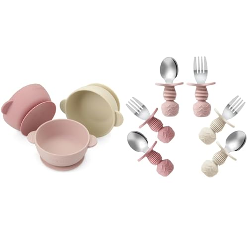 Image of PandaEar 3 Pack Baby Bowls & 6 Pack Baby Spoons and Forks