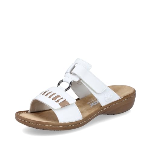 Rieker Damen Klassische Sandalen 60881, Frauen Sandalen,Sommerschuhe,Freizeitschuhe,offene Schuhe,Strandschuhe,Weiss (80),38 EU / 5 UK