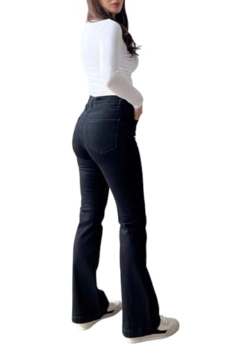 TodTan Women Flare Jeans High Waisted Bell Bottom Stretch Boyfriend Casual Denim Pants2