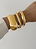 RchSLK 3Pcs Chunky Gold Bangles Bracelets for Women, Spring Hinged Big Stackable Bangles Set, Trendy Cuff Bracelet Stack Fashion Jewelry Gifts #1