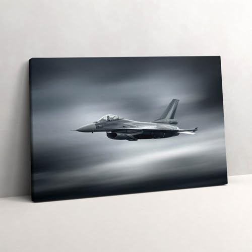 Avion militaire en vol tableau photo sur toile salon bureau decoration murale Wallfluent