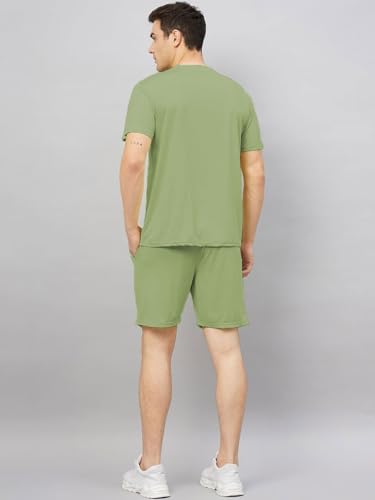 Image of Vogaan Men's T-Shirt and Shorts Set | Pyjama Set for Men | Co-ord Set | Cotton Printed Top & Shorts Night Suits Set