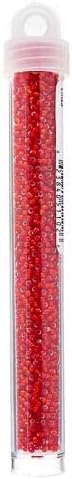 Miyuki Japanese Glass Seed Beads 22gms 11/0 in Lined Flame Red Silver - Image 2