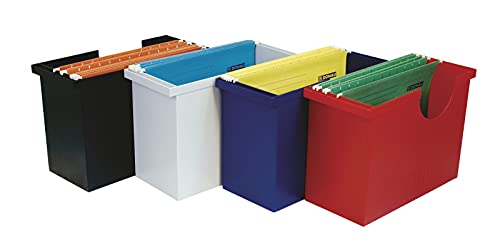 DONAU 7422001PL-18 Hängemappenbox mit 5 Hängemappen Free/ Hängeregister aus Bruchsicherem Kunststoff/ Praktische File Box für Ordner Mappen A4/ Farbe: Dunkelblau