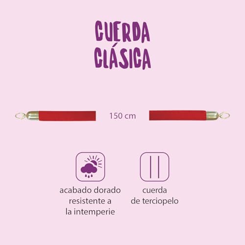 Cuerda de terciopelo rojo de 152 cm para postes separadores de bar y discoteca 2