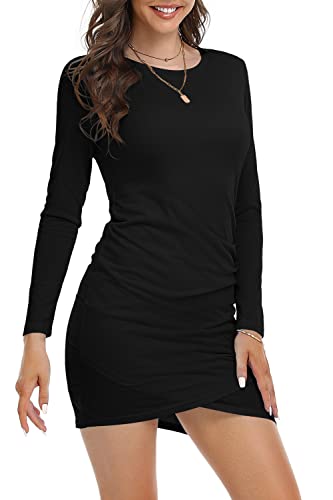 DEARCASE Vestido Casual para Mujer Sexy Vestidos de Fiesta Elegantes Mangas Largas Clubwear Dress, Negro M Cover