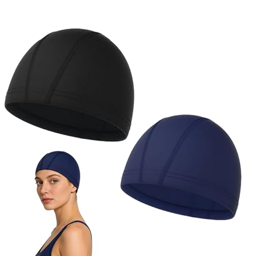 Gorro de natación para adultos – 2 piezas gorro impermeable elástico transpirable gorro para piscina – para piscina playa verano deportes al aire libre senderismo niños niñas mujeres hombres, +