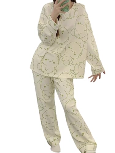 Image of GLASGO Women's Cotton Pajama Set with Top & Pants|| Korean Night Suit|| Lightweight Printed Set || Soft & Comfy Sleepwear for Girls & Women || LNS-3-$