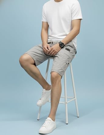 Image of Men Cargo Shorts with Drawstring Waist, Side Flap Pockets, Knee Length, Casual Style, Men Shorts || Cotton Short for Men || with Pocket Style