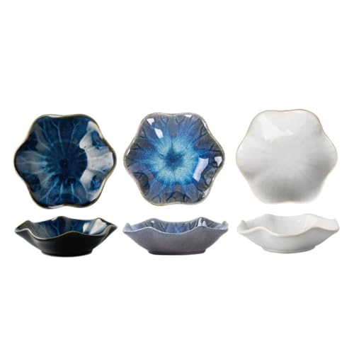 NAMOARLY 3-piece Set of Ceramic Sauce Plates Snack Dish Seasoning Dish Saucer Sushi Dishes Small Plate Microwave Oven Safe Random