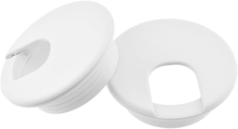 HAHIYO 2Pcs 2Inch/50mm White ABS Plastic U-Shaped Desk Grommet Wire Grommet Cable Management Cord Hole Cover Desk Wire Hole Insert Wire Organizer for Computer Office Home School Equipment Systems