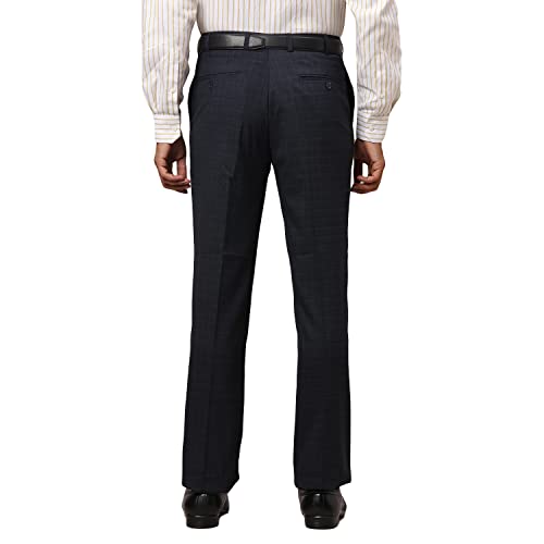 Image of Park Avenue Men's Polyester Blend Checks Pattern Smart Fit Flat Front Formal Trouser