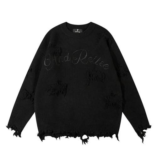 Pulls Streetwear Hip Hop pour Hommes en maille déchirée pour un style urbain décontracté