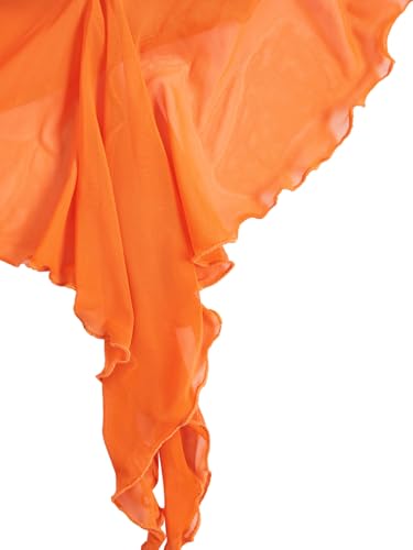 OYOANGLE Women's Sheer Ruffle Trim Halter Tops Asymmetrical Hem Ruched Sleeveless Fitted Crop Tops Y2K Party Top4