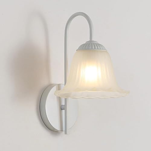 JWBXFYXW Lucinas de iluminación Luces de Pared nórdica E27 Lámpara de Pared de Metal con Tono de Pared de Vidrio de Vidrio Spleto Splique/Blanca Vanidad de Flores Blancas Ligera de Pared de Arte para