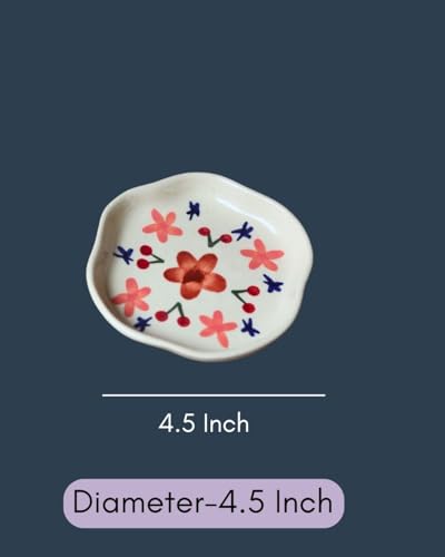Image of WEAVING HOMES Bloom Handmade Dessert Plate, Size: 11 cm Microwave & Dishwahsher Safe (Set of 1)