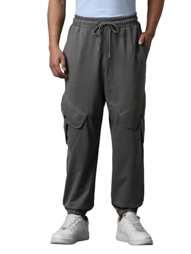 Image of Bewakoof Men's Cotton Super Loose Fit Joggers|Bewakoof Air 1.0 | Track pants for man | Lower for man | Trouser for men | Baggy trackpants for men | Multipurpose | Mens Lower Activewear | Utility Pockets | Lightweight & Flexible Elastic Waist | Casual Joggers | Loose Fit