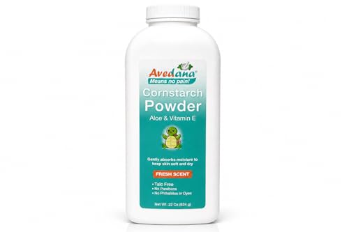 Avedana Talc-Free Cornstarch Body Powder with Aloe Vera & Vitamin E, Moisture Absorbing Fresh Scent Powder for Men & Women, No Parabens or Phthalates, 22 oz