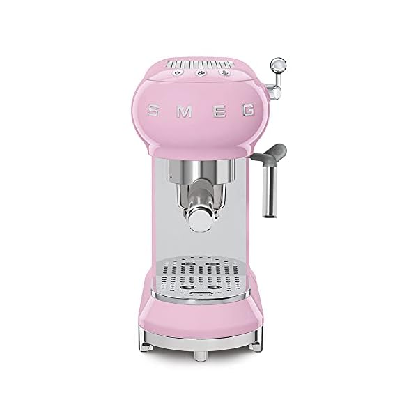 Smeg ECF01RDUS 50s Retro Style Espresso Machine Pink, Large •