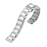 HuanJ Cinturino For Orologio In Ceramica A Sgancio Rapido For Uomo E Donna, Alla Moda, 12, 14, 16, 18, 20, 22 Mm.(Silver white,20mm)