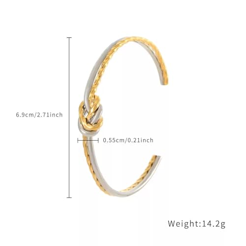 Cable Bracelets for Women Gold Knot Bracelets Two Tone Bracelets for Women Mixed Metal Bracelet Designer Dupes Gold and Silver Bracelet Dainty Gold Bracelet4