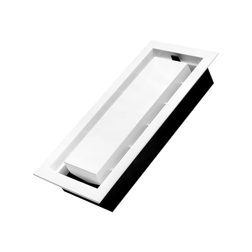 Inte-Grates Paintable Wall/Ceiling Register 4x10 Inch Vent Cover Fits 4x10 Wall or Ceiling Vent Opening Paintable Insert Tray Airflow Control Lever Textured White (IGFPD410W-WH)