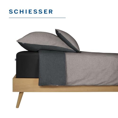 SCHIESSER Spannbettlaken 180x200 cm | 95% Baumwolle 5% Elasthan | Schwarz – Ansicht 4