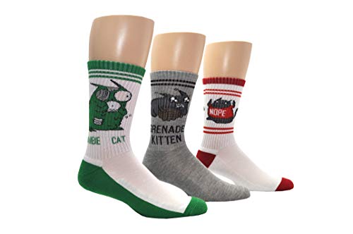 Exploding kittens athletic crew socks (3 pair) - grenade kitten, …
