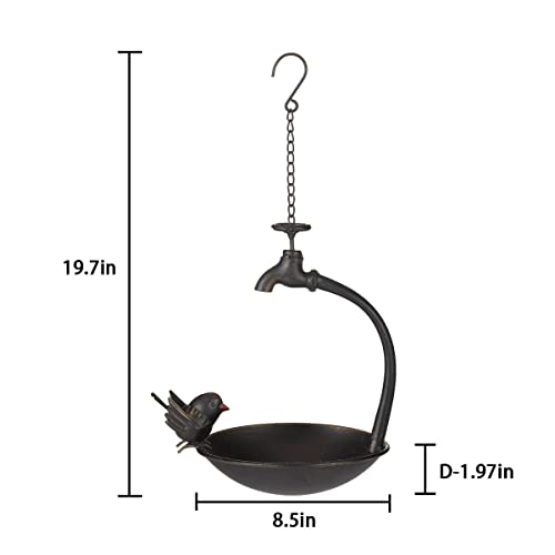 Smqljxc Antique Cast Iron Faucet Hanging Bird Bath, Outdoor Bird Bath, Bird Feeder Seed Tray Garden Yard Decor #TOP1